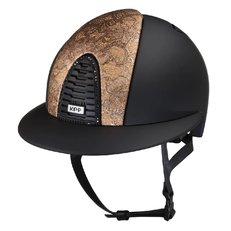 Helmet for Cold Fit-Riding Helmet Cromo 2.0 Textile Polo & Swarovski Frame - Rosegold Lace by KEP