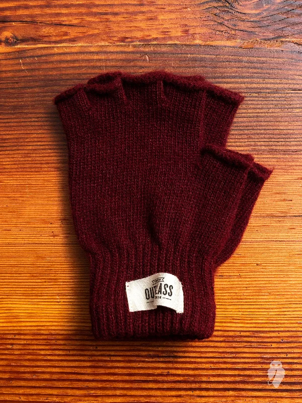 cozy gloves for working in the snow-Goggles with non-slip seals-Fingerless Wool Gloves in Maroon