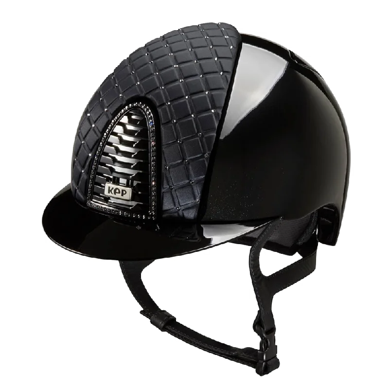 Helmet with Soft Fit-Riding Helmet Cromo 2.0 Polish - Black Milano & Swarovski by KEP