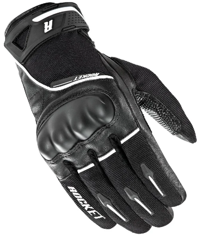 warm waterproof gloves for winter trekking-Goggles for twilight skiing-Joe Rocket Super Moto Men's Black and White Leather Gloves