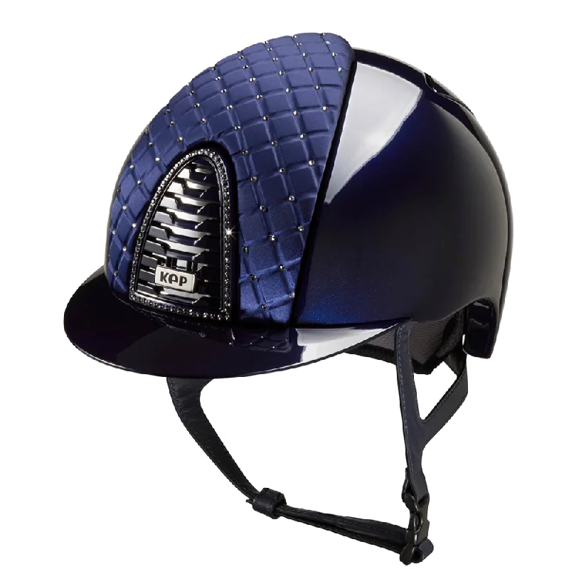 Helmet with Long Fit-Riding Helmet Cromo 2.0 Polish - Blue Milano & Swarovski by KEP