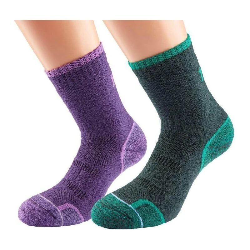 quick-dry wool ski socks-  1000 Mile Women's Walking Sock Twin Pack - Purple/Emerald