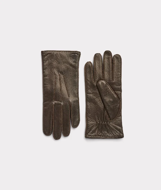 warm gloves for hiking in snow-Goggles for icy trails-Men's Deerskin Gloves :: Brown