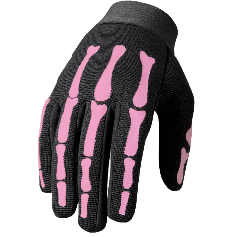 gloves for cold weather hiking-Goggles with snug fit-Hot Leathers GVL2006 Pink Skeleton Ladies Mechanics Gloves