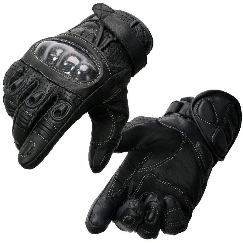 snow mittens for outdoor sports-Goggles with strong lenses-Xelement XG298 Men's Black 'Knuckle Protect' Leather Protective Racing Gloves