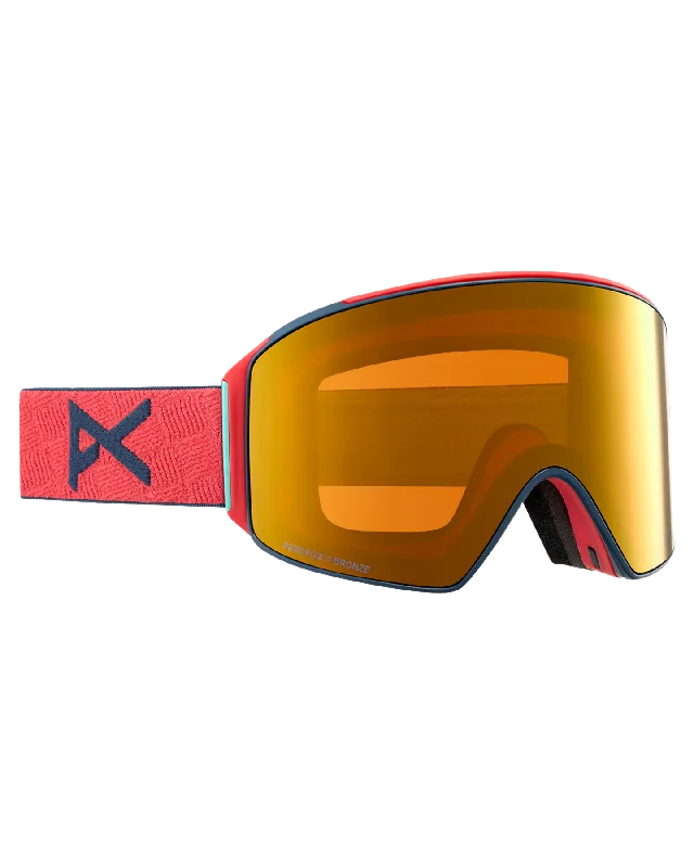 Anon M4 Cylindrical Snow Goggles + Bonus Lens + Mfi® Face Mask - Coral/Perceive Sunny Bronze Lens