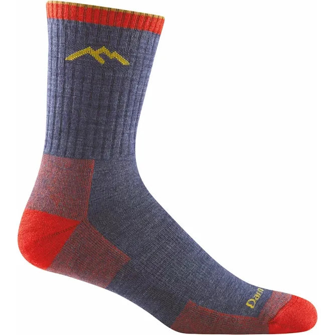 thick cushioned socks for skiing-  Darn Tough 1466 Men's Hiker Micro Crew Midweight Hiking Sock - Denim