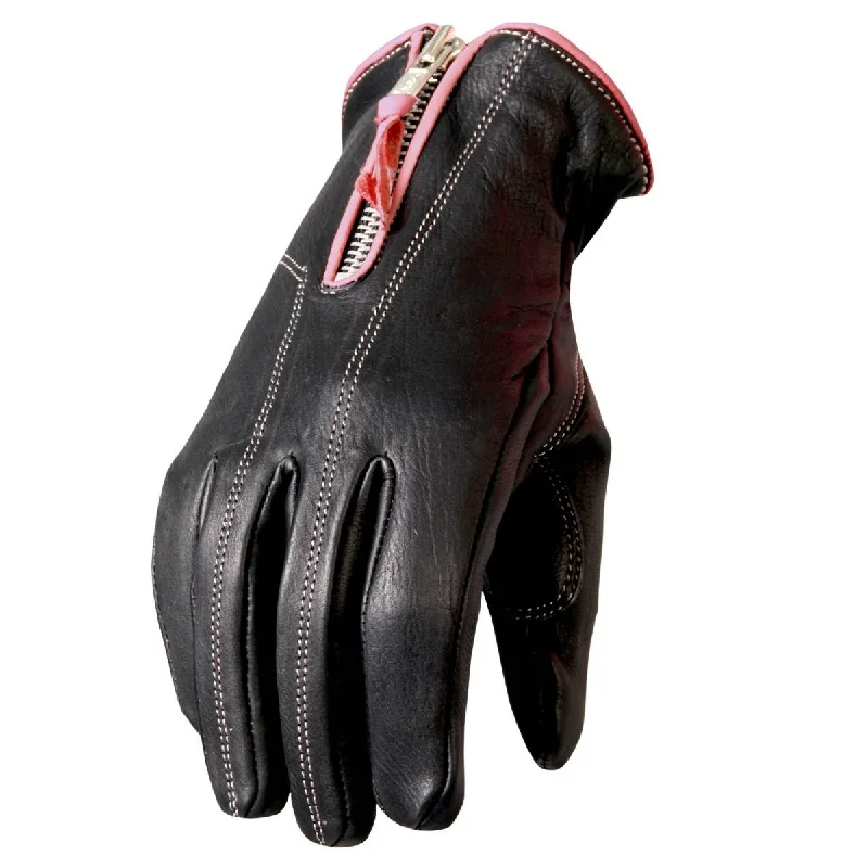 windproof gloves for outdoor work-Goggles for snowy valleys-Hot Leathers GVL1009 Ladies Driving Gloves with Pink Piping