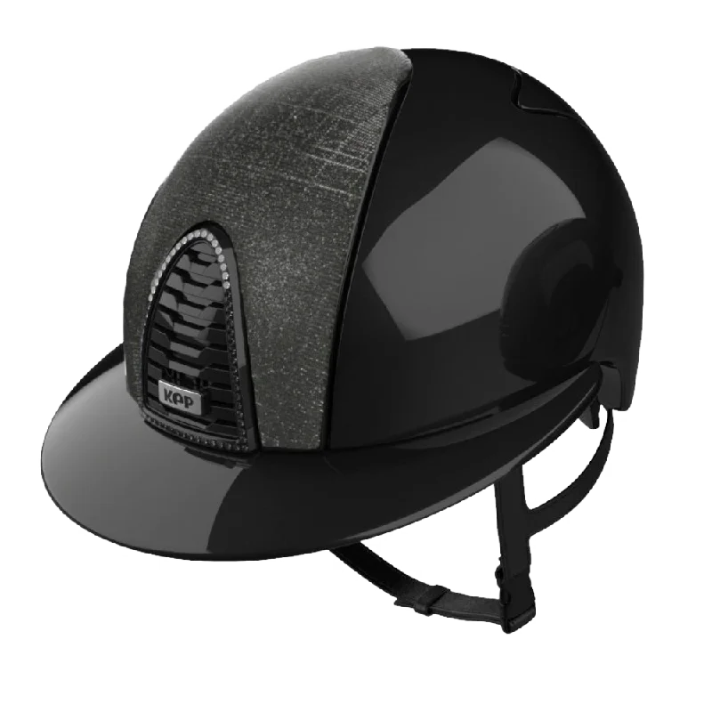 Helmet for Fast Paths-Riding Helmet Cromo 2.0 Polish Polo Black - Galassia Black Front & Swarovski Frame by KEP Italia