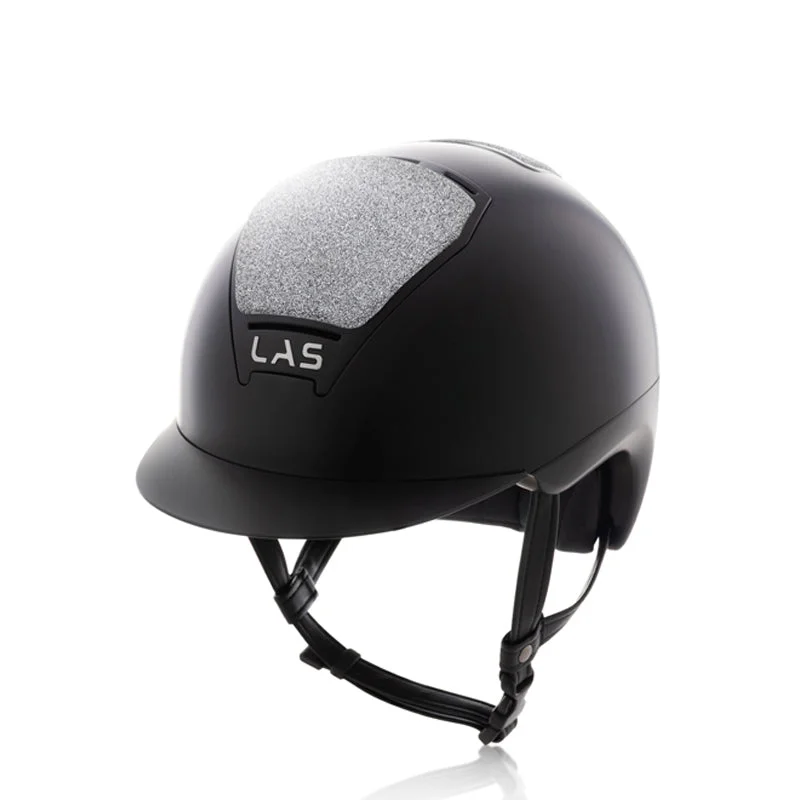 Helmet with Custom Stickers-LAS Helmet Opera Crystal Black with Large Visor