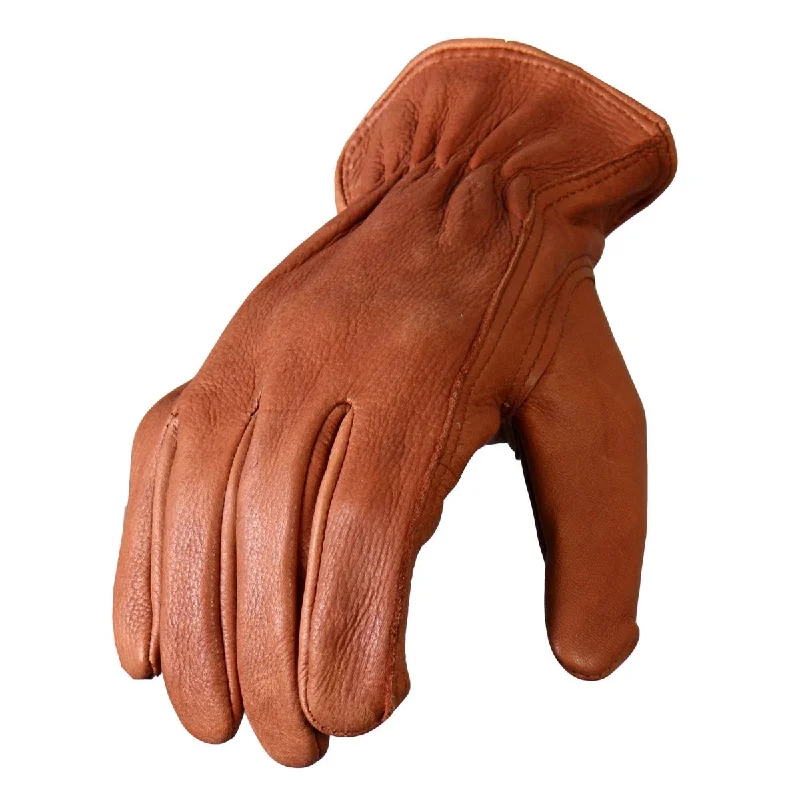 high-tech gloves for winter sports protection-Goggles for damp trails-Hot Leathers GVD1013 Brown Deerskin Leather Driving Gloves