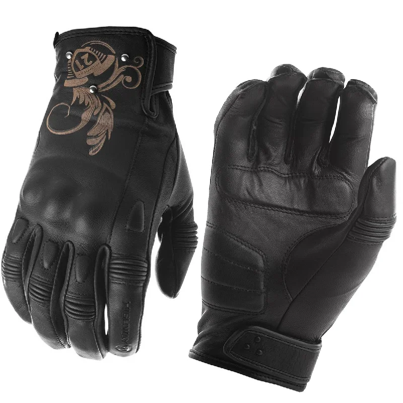 breathable gloves for snow sports-Goggles for foggy days-Highway 21 Ivy Women's Black Leather Gloves