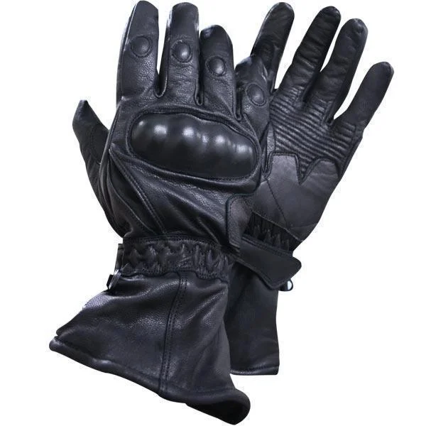 protective snow gloves for snowboarding-Goggles for short rides-Xelement XG815 Men's Black Leather Motorcycle Winter Gloves