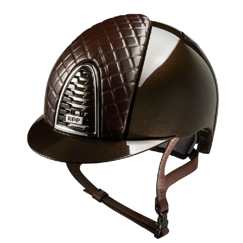 Helmet with Moon Fit-Riding Helmet Cromo 2.0 Polish - Brown Milano Leather Front by KEP