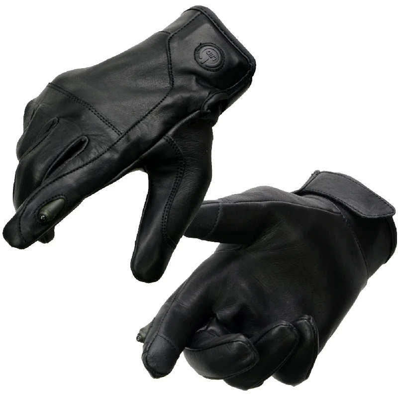 fashionable gloves for cold weather-Goggles with soft padding-Milwaukee Leather MG7599 Men's Black Leather with i-Touch Screen Led Finger Light Motorcycle Hand Gloves