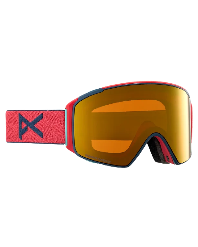 Anon M4S Cylindrical Snow Goggles + Bonus Lens + Mfi® Face Mask - Coral/Perceive Sunny Bronze Lens