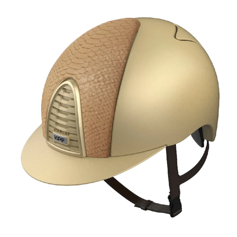 Helmet with Smooth Shell-Riding Helmet Cromo 2.0 Golden Sand Python by KEP