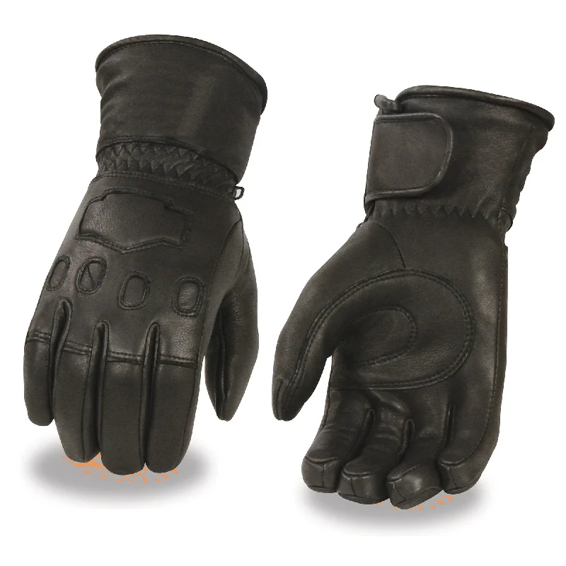 kids gloves for winter activities-Goggles for snowy ridges-Milwaukee Leather G034 Men's Black Deerskin Leather Thermal Lined Gauntlet Gloves