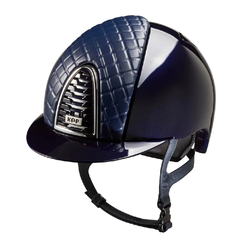 Helmet for Chill Fit-Riding Helmet Cromo 2.0 Polish - Blue Milano Leather Front by KEP