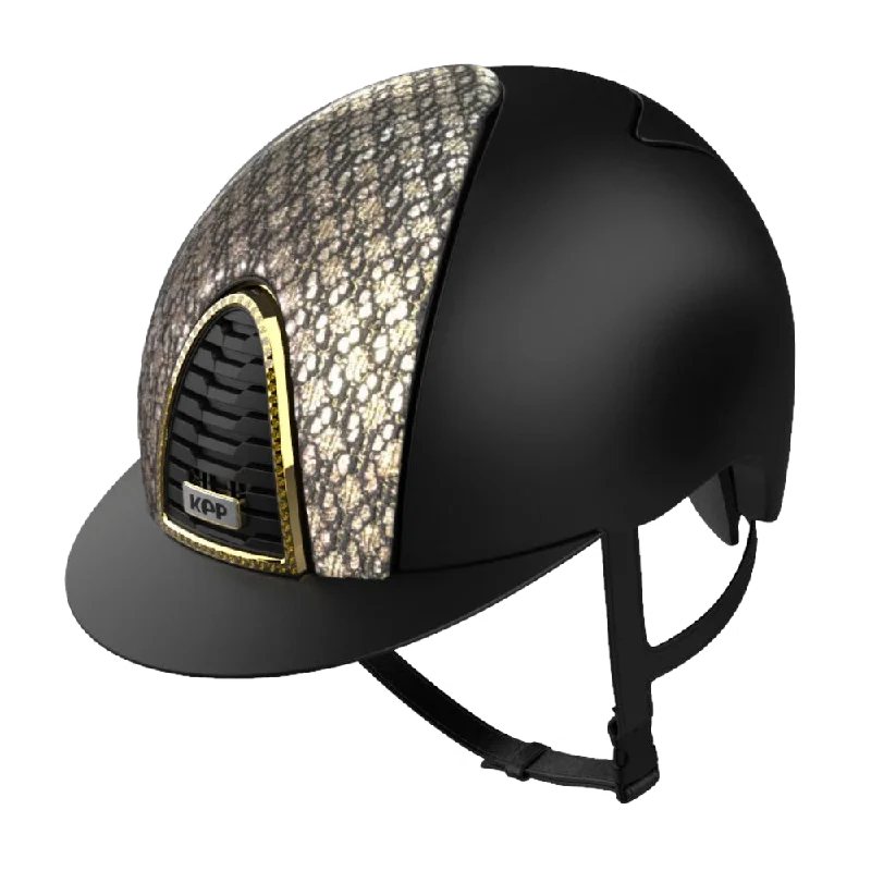 Helmet with Grid Shell-Riding Helmet Cromo 2.0 Textile Black - Circus Gold by KEP Italia