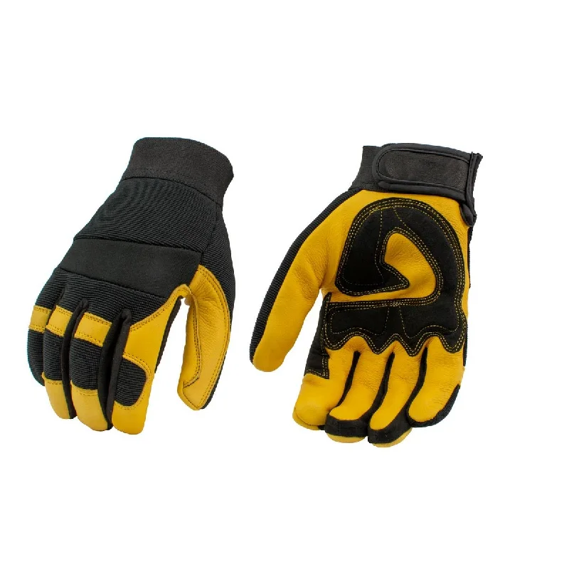 thick gloves for extra warmth in snow-Goggles for late-night skiing-M Boss Motorcycle Apparel BOS37548 Men's Yellow and Black Full Grain Deerskin Gloves