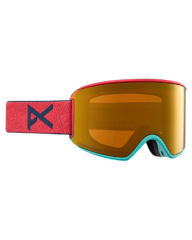 Anon WM3 Low Bridge Fit Snow Goggles + Bonus Lens + MFI - Coral / Perceive Sunny Bronze