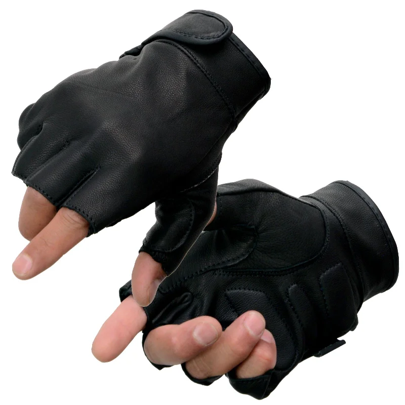 running gloves for winter jogs-Goggles with sturdy frames-Milwaukee Leather MG7585 Men's Black Leather Gel Padded Palm Fingerless Motorcycle Hand Gloves w/ Full Panel Cover