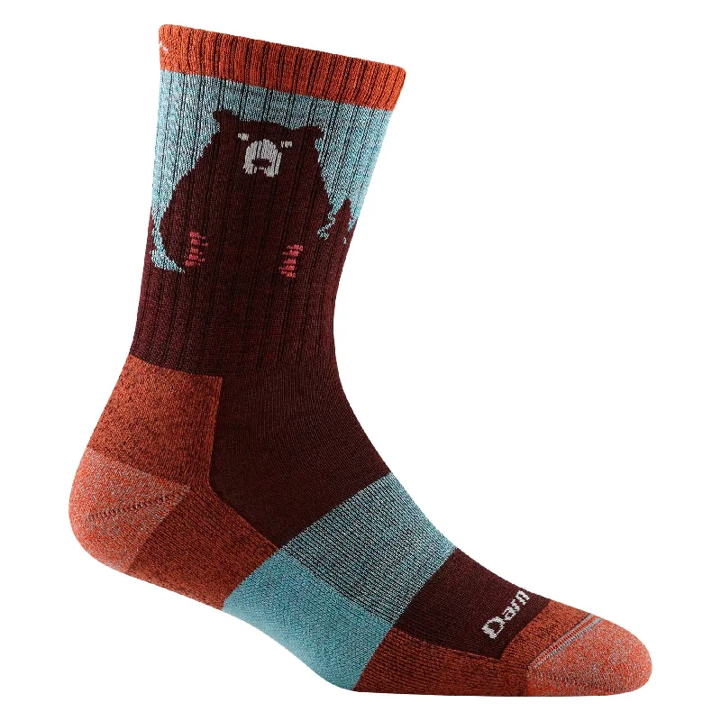 merino wool socks for skiing-  Darn Tough 1970 Women's Bear Town Micro Crew Lightweight Hiking Sock - Burgundy