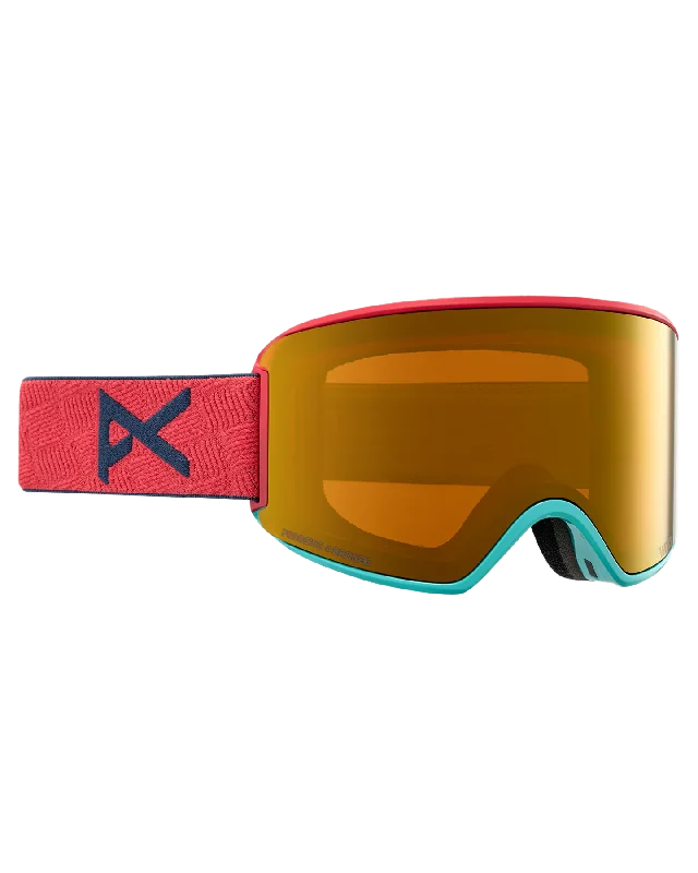 Anon Women's M3 Snow Goggles + Bonus Lens + Mfi® Face Mask - Coral/Perceive Sunny Bronze Lens