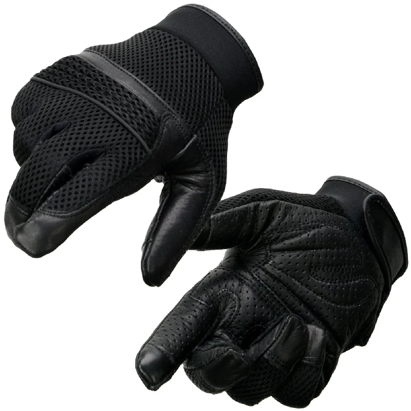 comfortable gloves for cold hands-Goggles for competitive swimming-Milwaukee Leather MG7503 Men's Black Leather  i-Touch Screen Compatible Mesh Racing Motorcycle Hand Gloves W/ Reflector