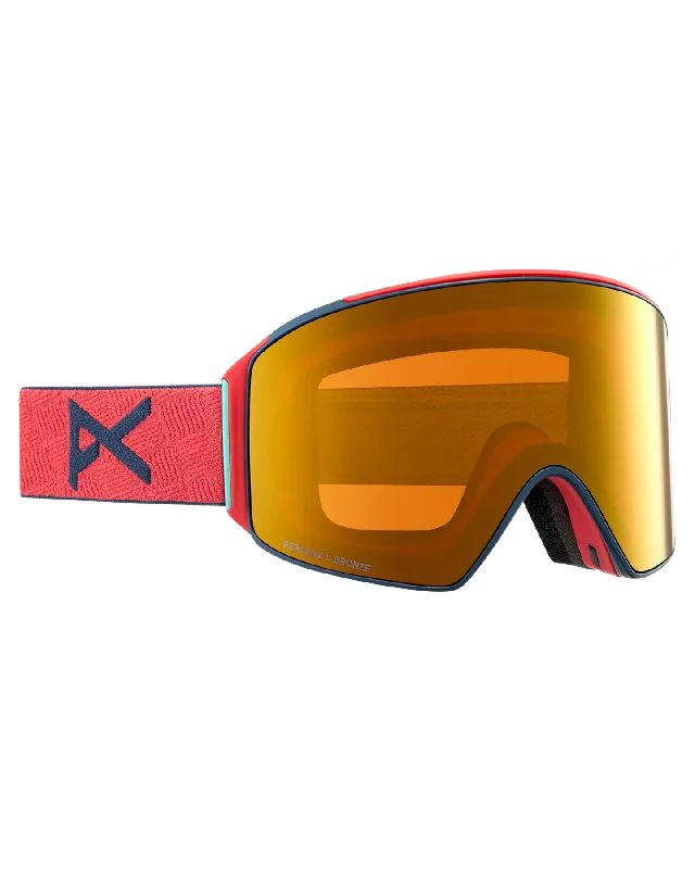 Anon M4 Cylindrical Low Bridge Snow Goggles + Bonus Lens + Mfi® Face Mask - Coral/Perceive Sunny Bronze Lens