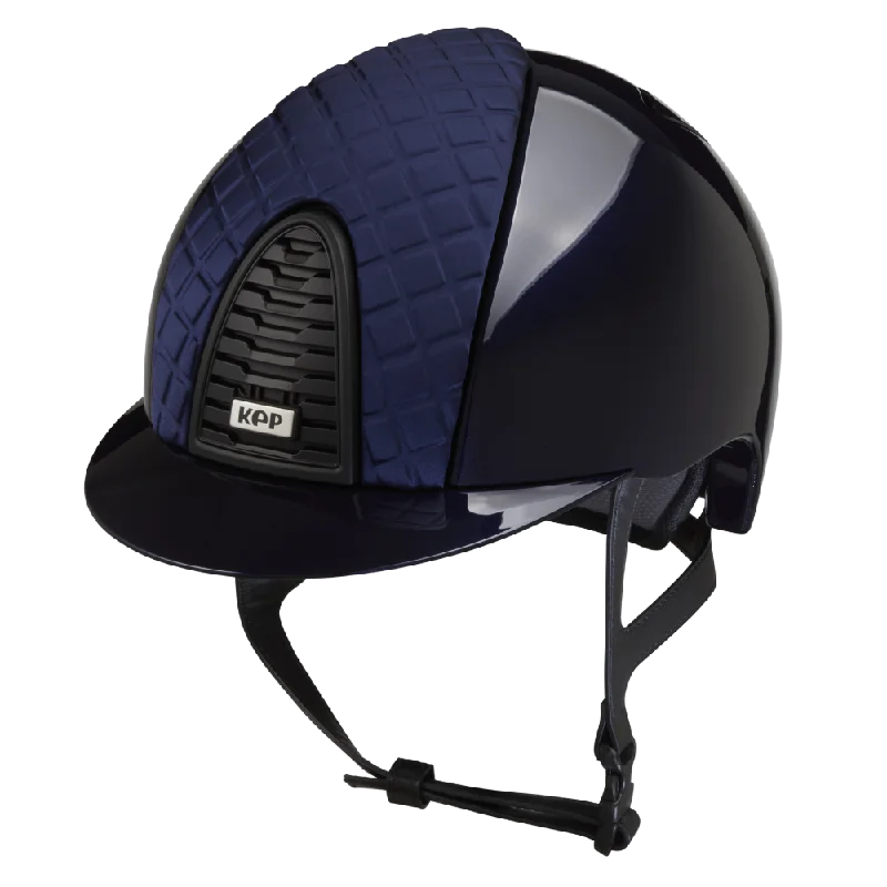 Helmet for Team Fit-Riding Helmet Cromo 2.0 Polish & Black Textile Grid - Blue Milano by KEP