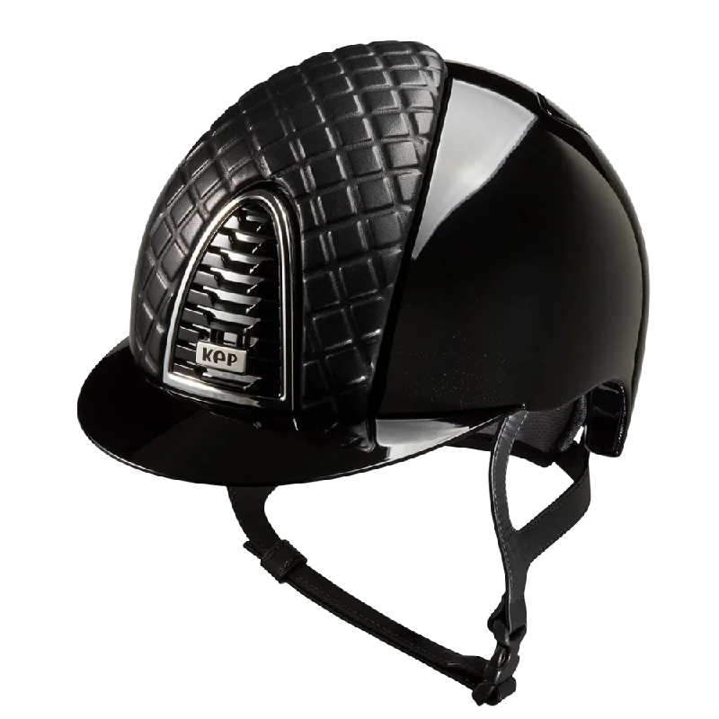 Helmet with Old Fit-Riding Helmet Cromo 2.0 Polish - Black Milano Leather Front by KEP