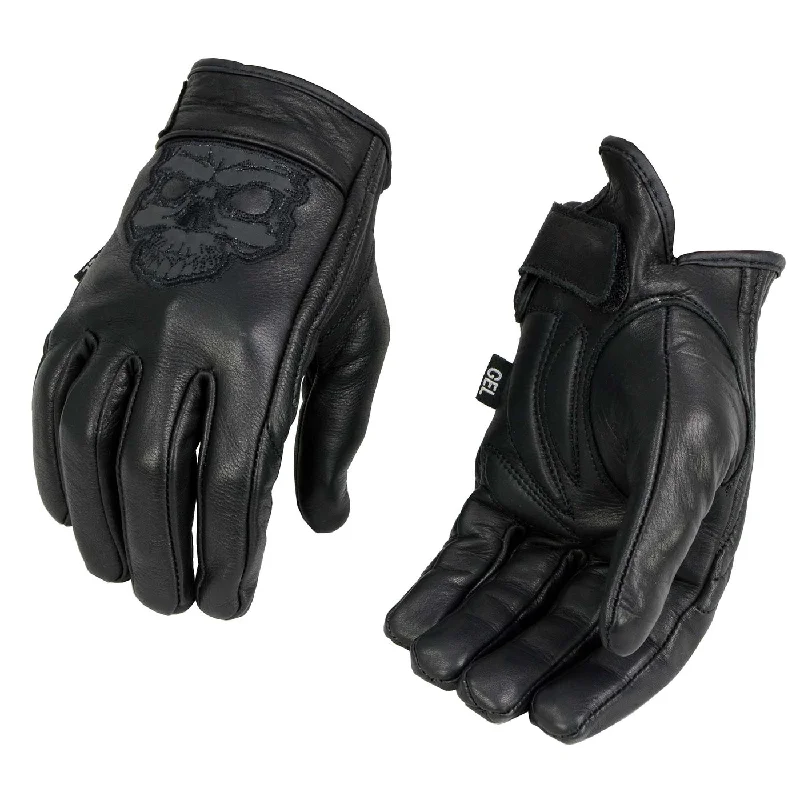 comfortable gloves for indoor use-Goggles for windy days-Milwaukee Leather Men's Black Leather ‘Reflective Skull’ Motorcycle Hand Gloves W/Gel Padded Palm MG7570