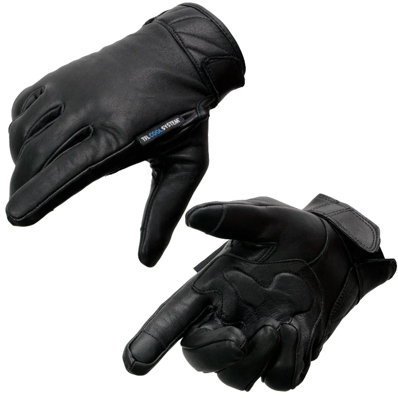 stylish cold weather gloves for men-Goggles for trail running-Milwaukee Leather MG7502 Men's Black Leather ‘Cool-Tec’ with i-Touch Screen Compatible Gel Palm Motorcycle Hand Gloves