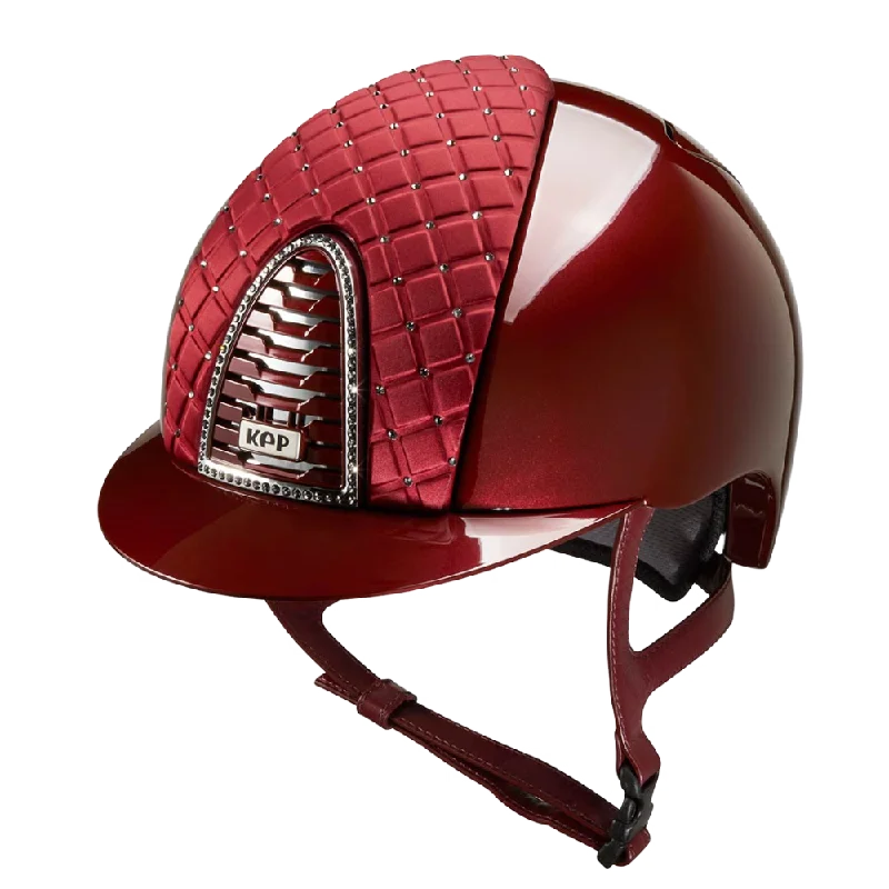 Helmet with Zesty Fit-Riding Helmet Cromo 2.0 Metal - Burgundy Milano & Swarovski by KEP