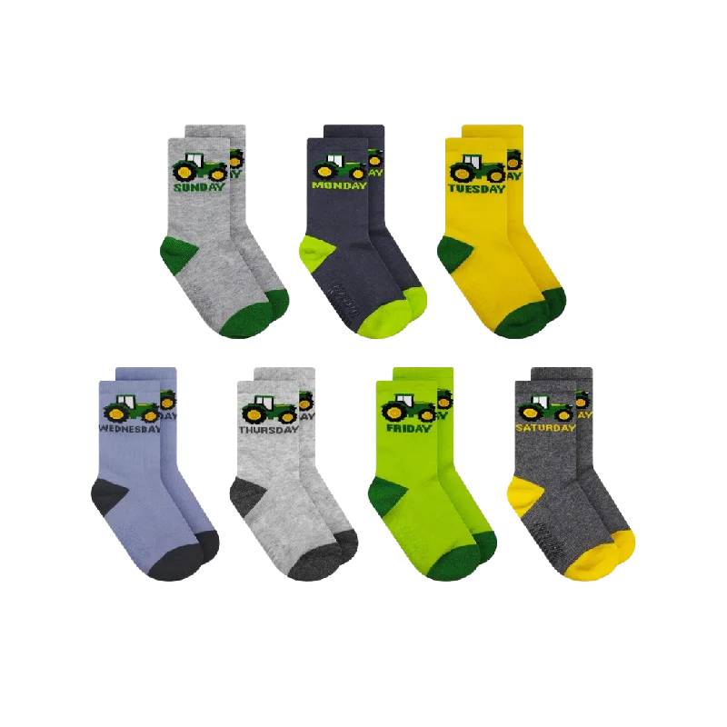 sports socks for winter activities-  John Deere Kid's Pack Day Of the Week Crew Socks