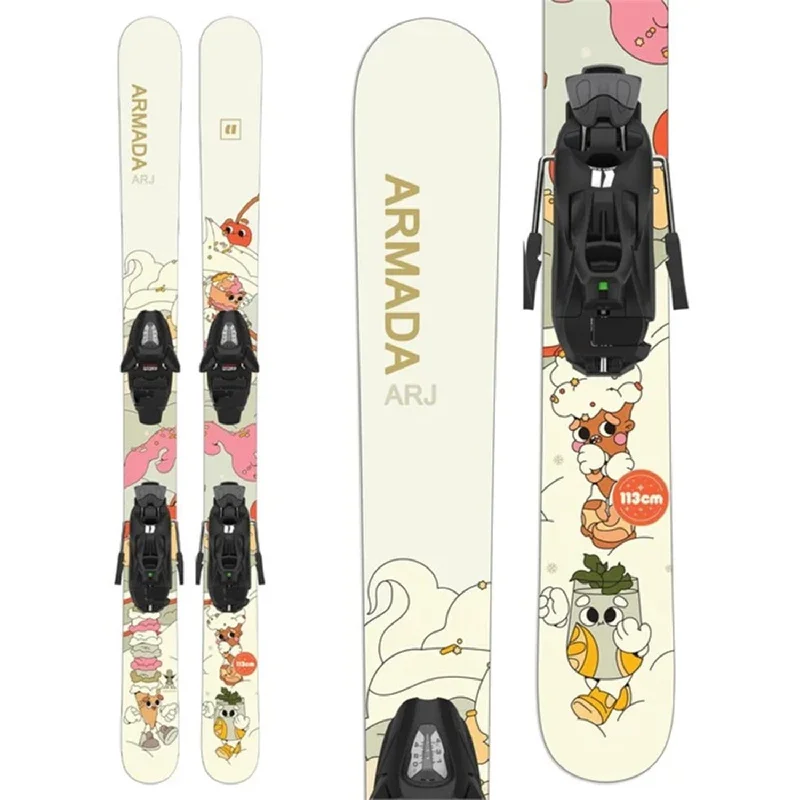 Ski bindings with extra stability-Armada Kids' ARJ Skis w/C5 Bindings 2025