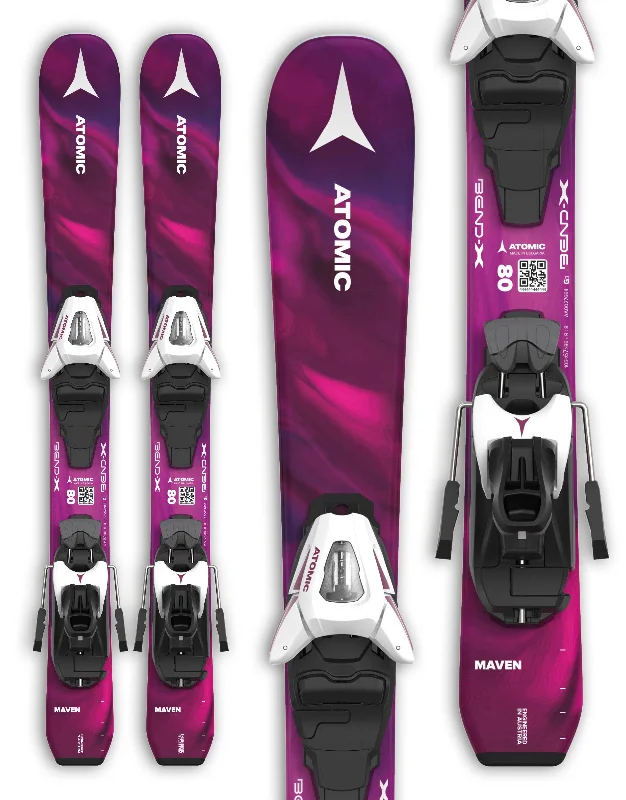 Skis for helmet combo-Atomic Maven Girl XS Kids Skis + C5 GW Bindings 2025