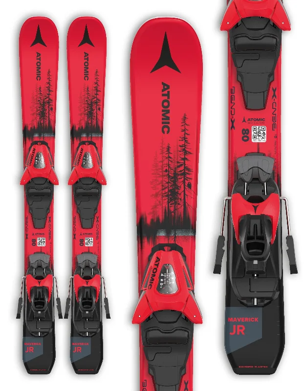 Skis for curbside-Atomic Maverick XS Kids Skis + C5 GW Bindings 2025