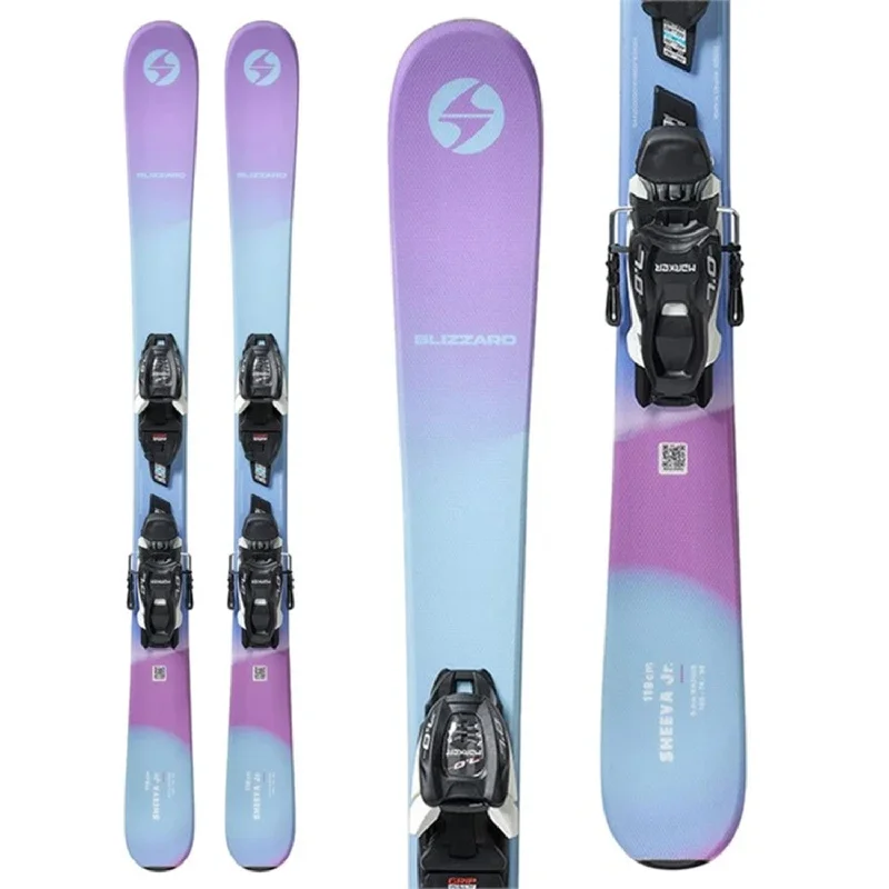 Ski bindings with extra toe and heel security-Blizzard Kid's Sheeva Twin Jr Skis w/FDT Jr 4.5 Bindings 2025