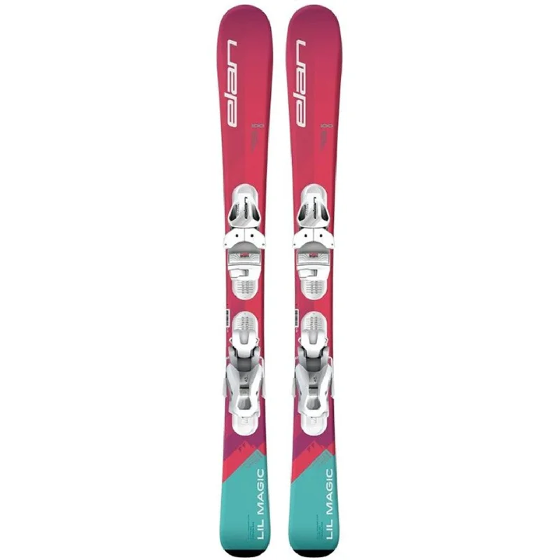 Ski bindings for ski trips with family-Elan Kids' Lil Magic QS Skis w/EL 4.5 GW Shift White Bindings 2025