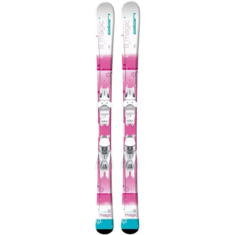 Ski bindings for stable, controlled turns-Elan Kids' Lil Magic QS Skis w/EL 7.5 GW Shift White Bindings 2022