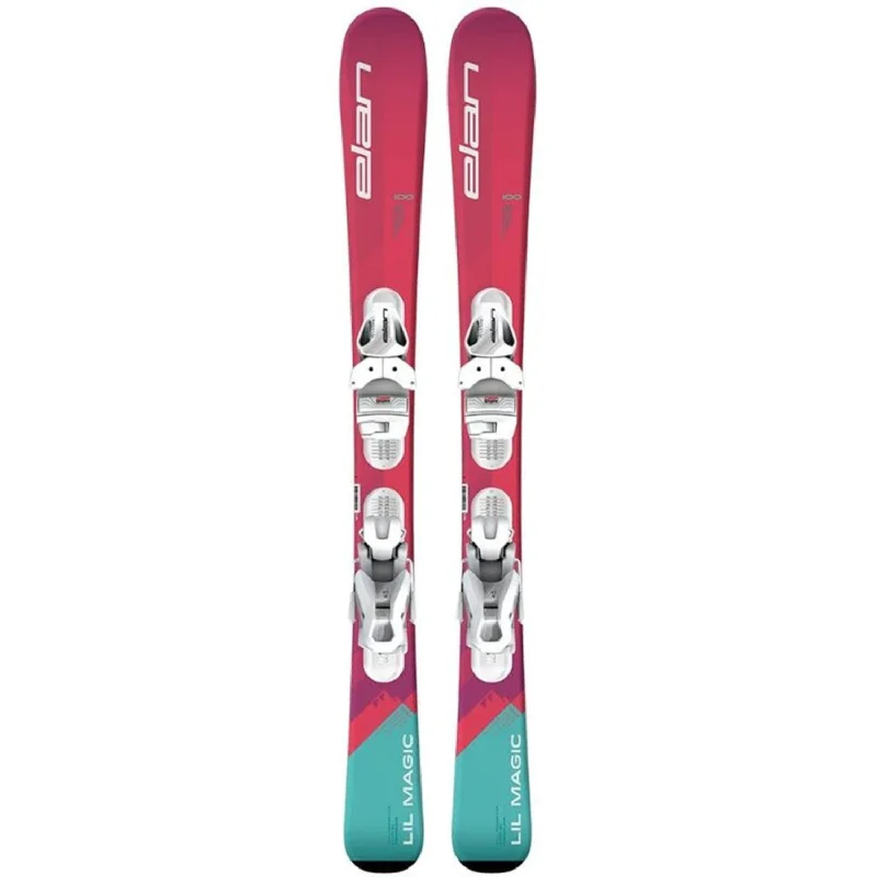 Ski bindings for every snow condition-Elan Kids' Lil Magic QS Skis w/EL 7.5 GW Shift White Bindings 2025