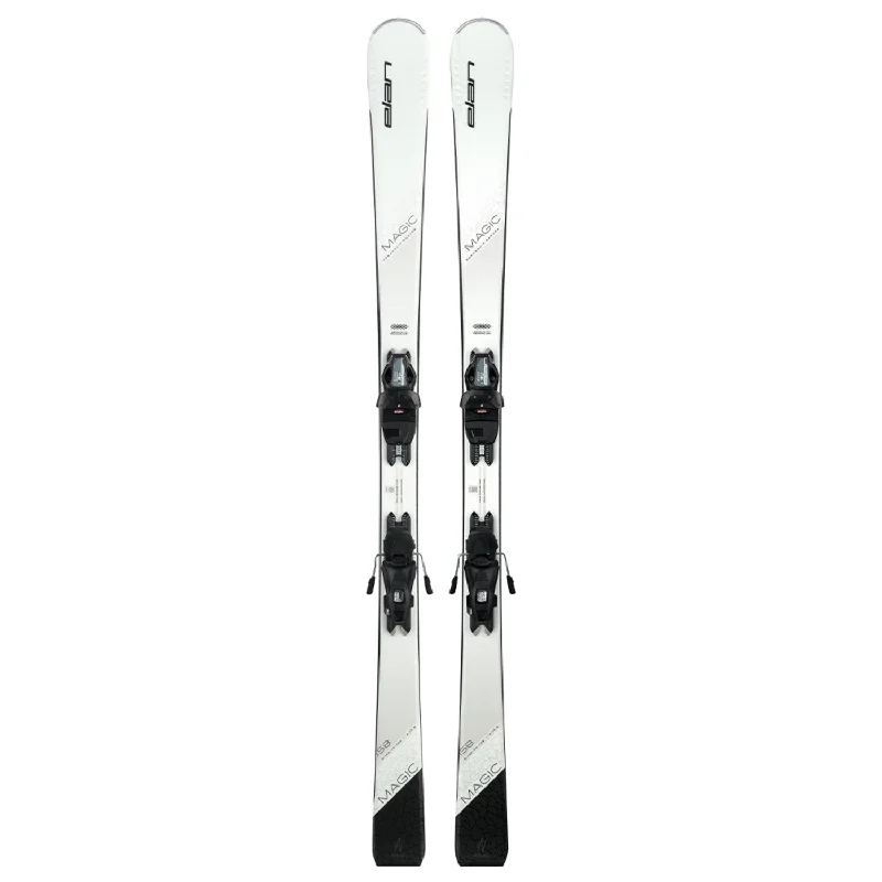 Ski bindings for tough alpine terrain-Elan Women's White Magic LS Skis w/ELW 9 GW Shift Black/Black Bindings 2024