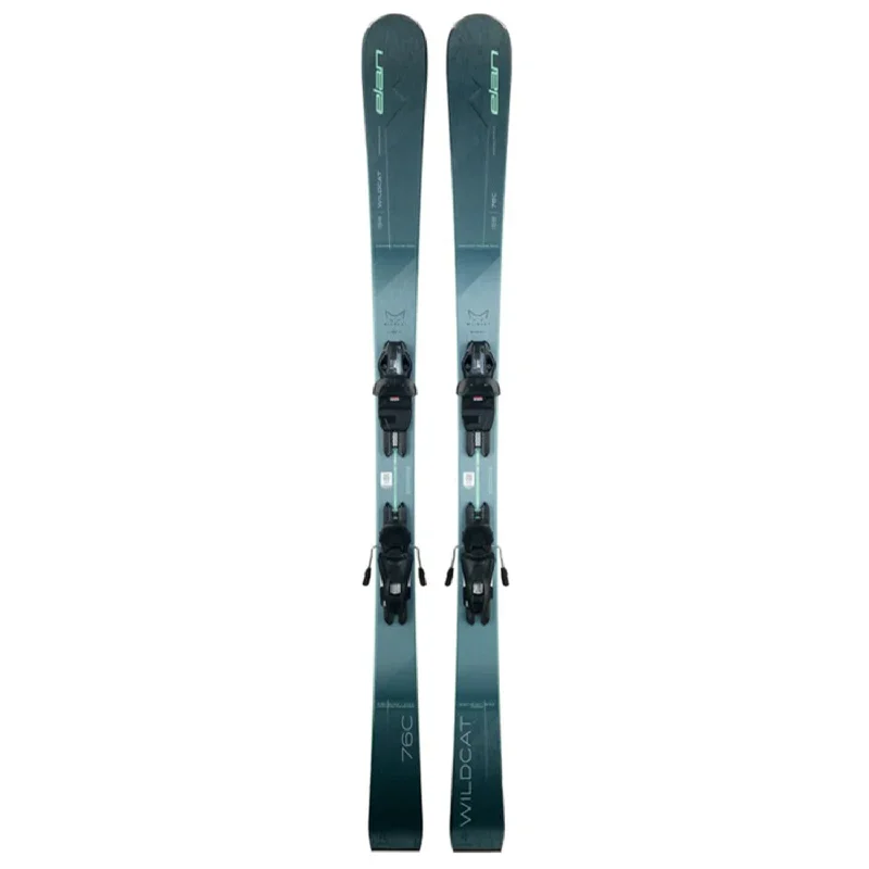 Ski bindings with non-slip release-Elan Women's Wildcat 76 C LS Skis w/EL 9.0 GW Shift BLK/BLK Bindings 2025