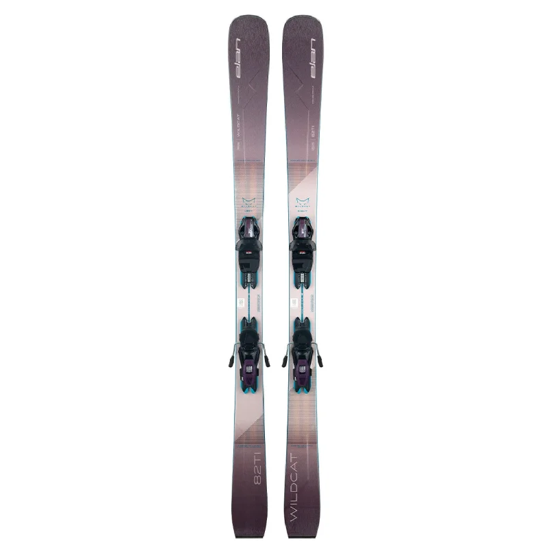 Ski bindings for outdoor skiing expeditions-Elan Women's Wildcat 82 TI PS Skis w/ELW 9.0 GW Shift Black/Purple Bindings 2025