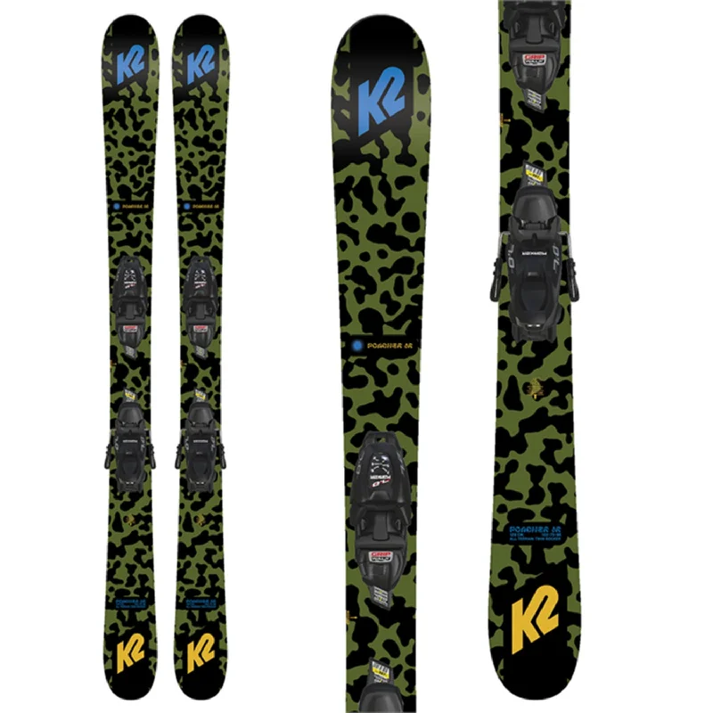 Ski bindings for off-piste adventures-K2 Kids' Poacher Jr Skis w/FDT 4.5 Bindings 2023