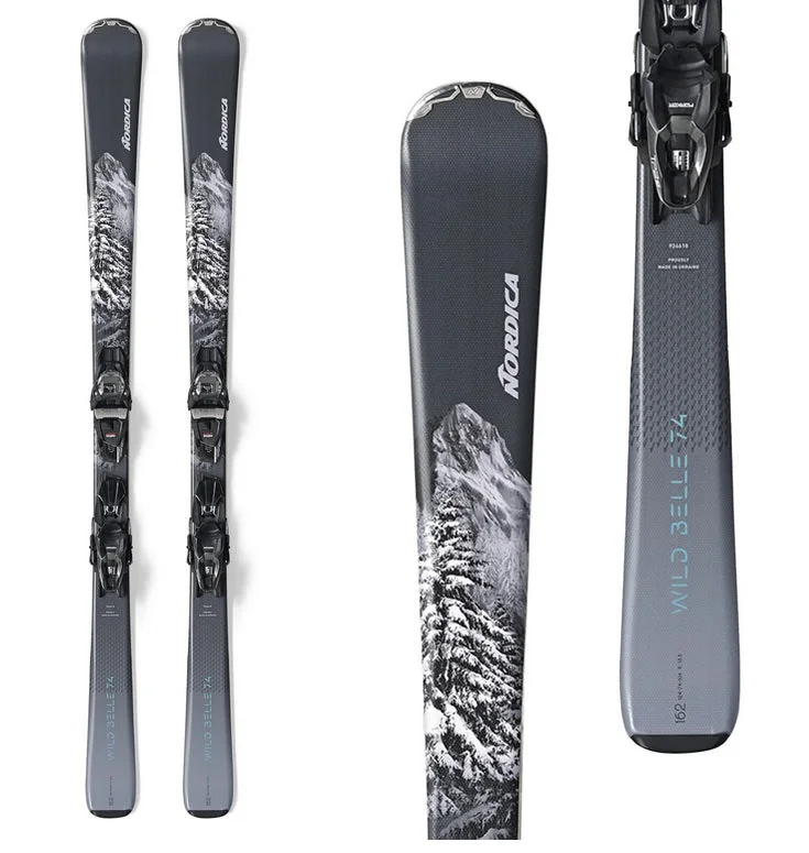 Skis for expert kit-Nordica Wild Belle 74 Skis + Compact 10 - 2025 - Women's