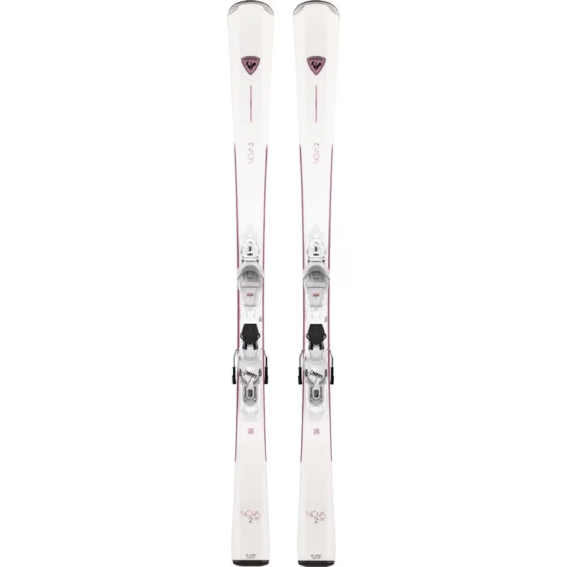 Ski bindings with comfort padding-Rossignol Women's Nova 2 Skis w/Xpress W 10 B83 White Sparkle Bindings 2025